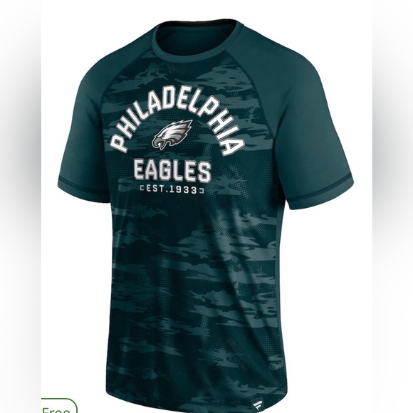 NWT! Philadelphia Eagles Fanatics Branded Hail Mary Raglan T-Shirt - Green - Picture 1 of 9
